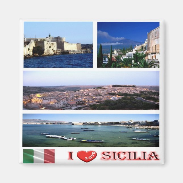 Imã SCL052 SICILY I Love - Mosaic - Italy - Fridge (Frente)