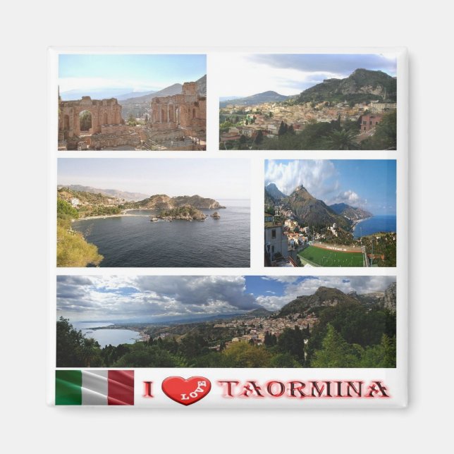 Imã SCL062 TAORMINA I Love - Mosaic - Sicília - Fridge (Frente)