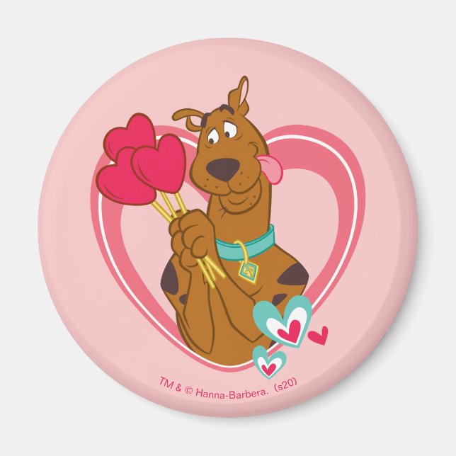 Imã Scooby-Doo Holding Heart Lolipops (Frente)