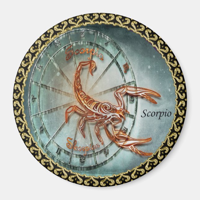 Imã Scorpio Zodiac Astrology design (Frente)