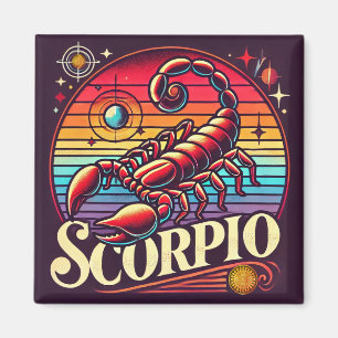 Imã Scorpio Zodiac - Retro de Magnet Quadrado