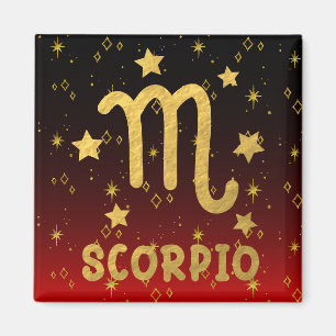 Imã Scorpio Zodiac Vermelho e Dourado Magnet