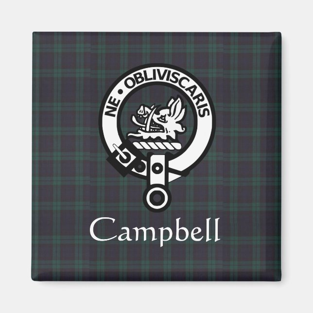 Imã Scottish Campbell Crest Crachá & Tartan (Frente)