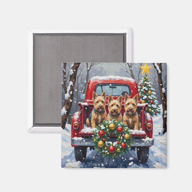Imã Scottish Terrier Christmas Red Truck Holiday (Front/Back)
