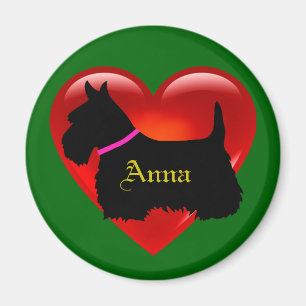 Imã Scottish Terrier coração vermelho/amor Ilha verde