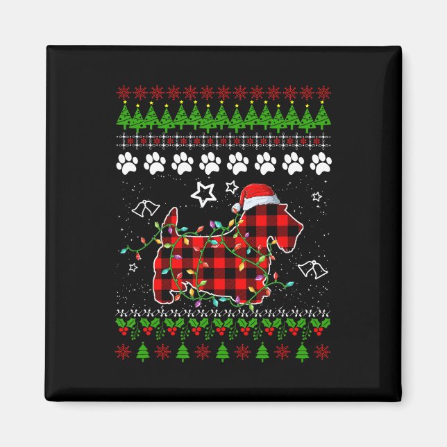 Imã Scottish Terrier Dog Funny Xmas Ugly Sweater Chris (Frente)