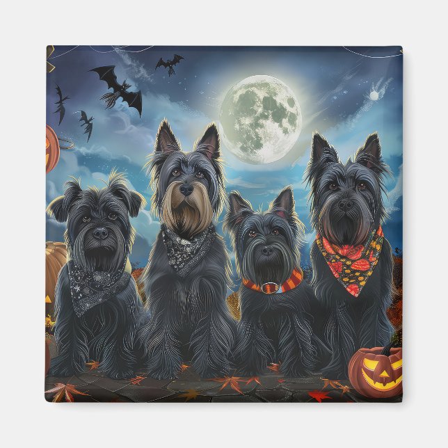 Imã Scottish Terrier Halloween Spooky (Frente)