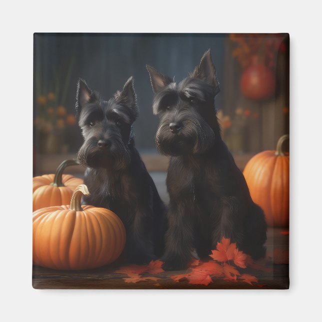 Imã Scottish Terrier Puppy Autumn Delight Pumpkin (Frente)