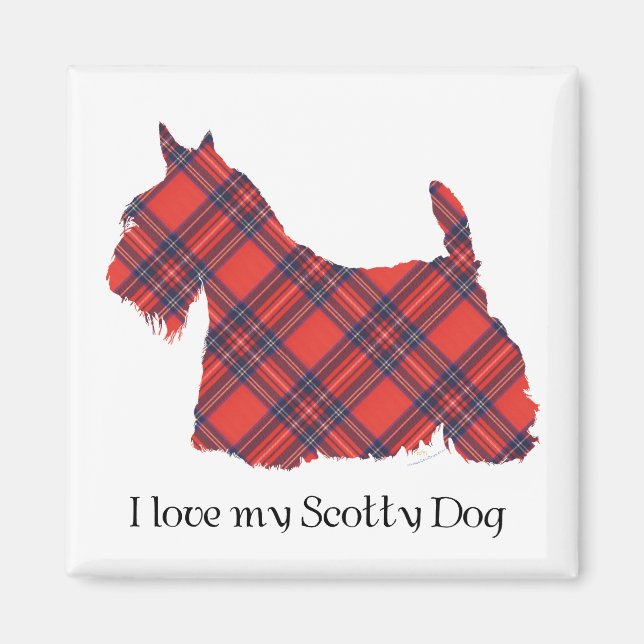 Imã Scottish Terrier Stewart Tartan (Frente)