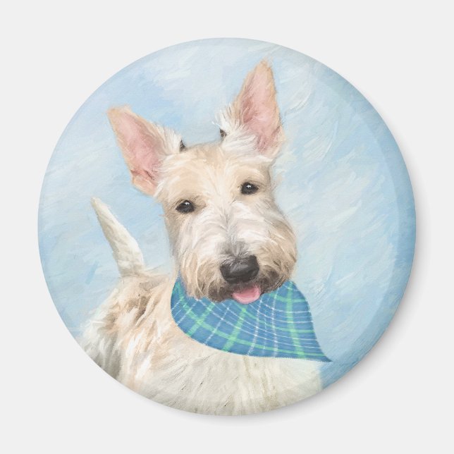 Imã Scottish Terrier Wheaten Dog Painting (Frente)