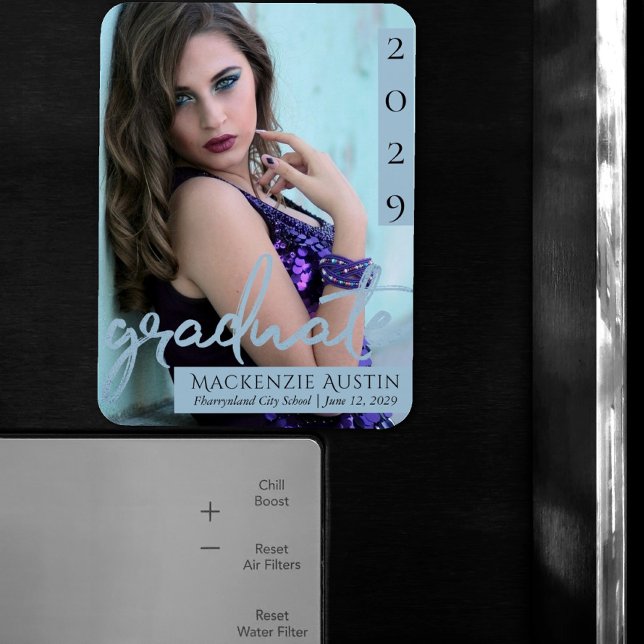 Ímã Script Azul do formando | Pincel Legal (Criador carregado)