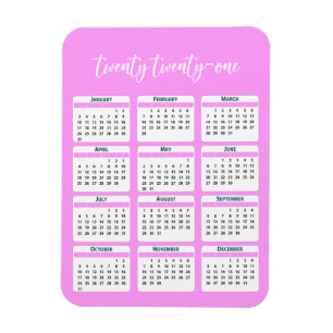 Ímã Script de Calendário do Ano de Cheio 2021