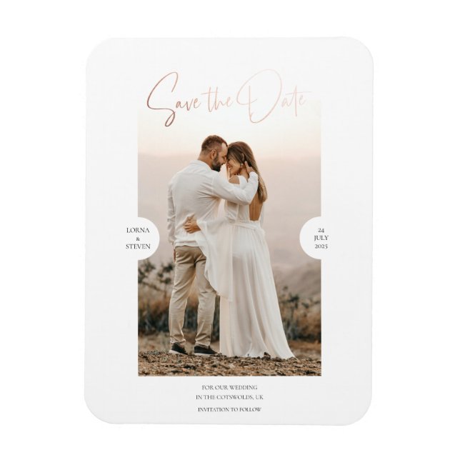 Ímã Script de Efeito de Folha Ouro rosa Salve o Cartão (Vertical)