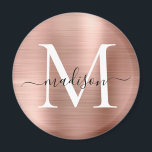 Imã Script de Monograma de Metal Brutado Dourado Moder<br><div class="desc">Magneta de script de monograma de metal Rosa e Dourado moderno</div>
