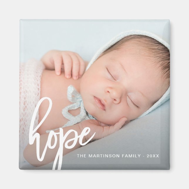 Imã Script de Pincel Esperado com Foto, Nome e Ano (Frente)