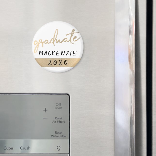 Imã Script Dourado do formando | Pincel Clássica com A (In Situ (Fridge))