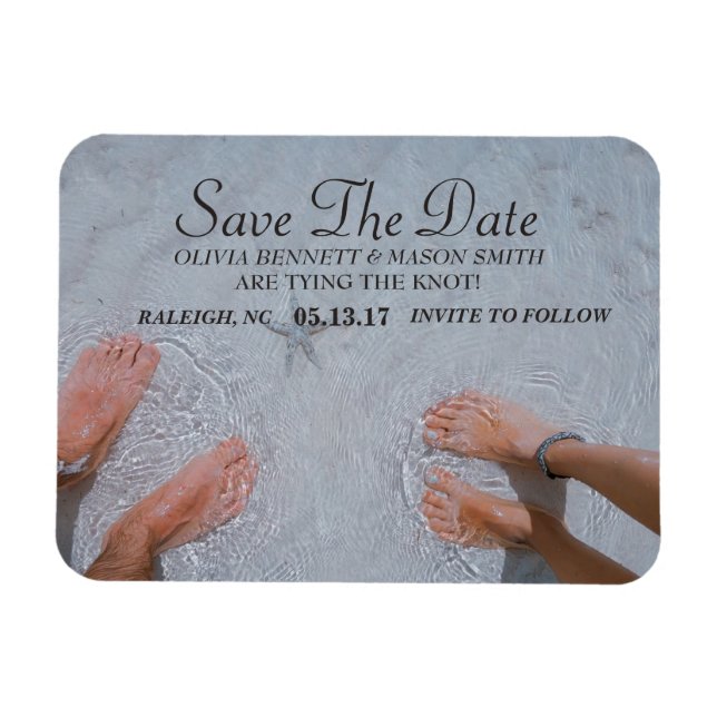 Ímã Script Elegante | Imã salve a data de Fotografias  (Horizontal)