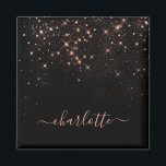 Imã Script Glamoroso Elegante Glitter Glitter Dourado<br><div class="desc">Crie seu próprio ímã brilhante de diamante preto e rosa personalizado com seu nome de script personalizado moderno e manuscrito.</div>