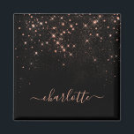 Imã Script Glamoroso Elegante Glitter Glitter Dourado<br><div class="desc">Crie seu próprio ímã brilhante de diamante preto e rosa personalizado com seu nome de script personalizado moderno e manuscrito.</div>