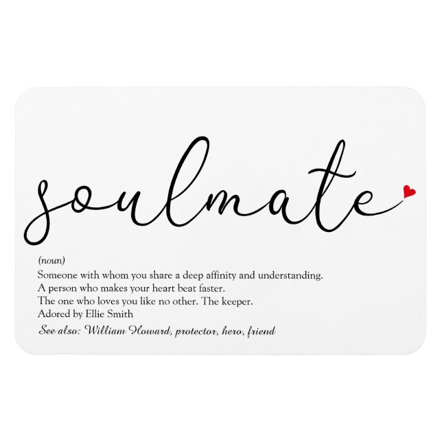 Ímã Script Love Heart Soulmate Definition (Horizontal)