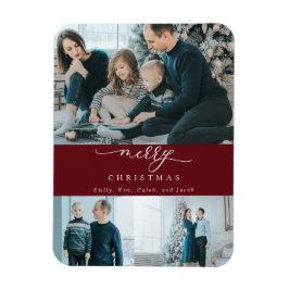 Ímã Script Mínimo Moderno 3 Foto Feliz Natal Vermelho