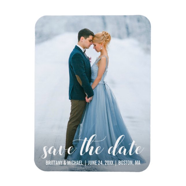 Ímã Script Moderno Salve O WB de Fotografia do Noivado (Vertical)