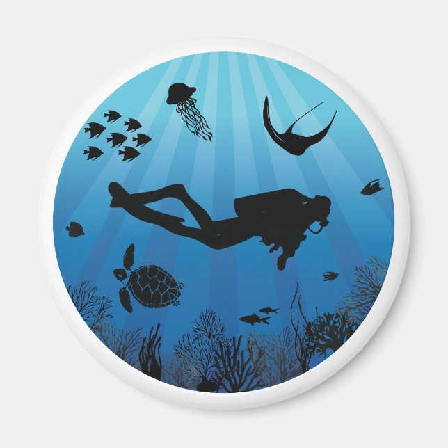 Imã Scuba Diver Sealife Underwater (Frente)