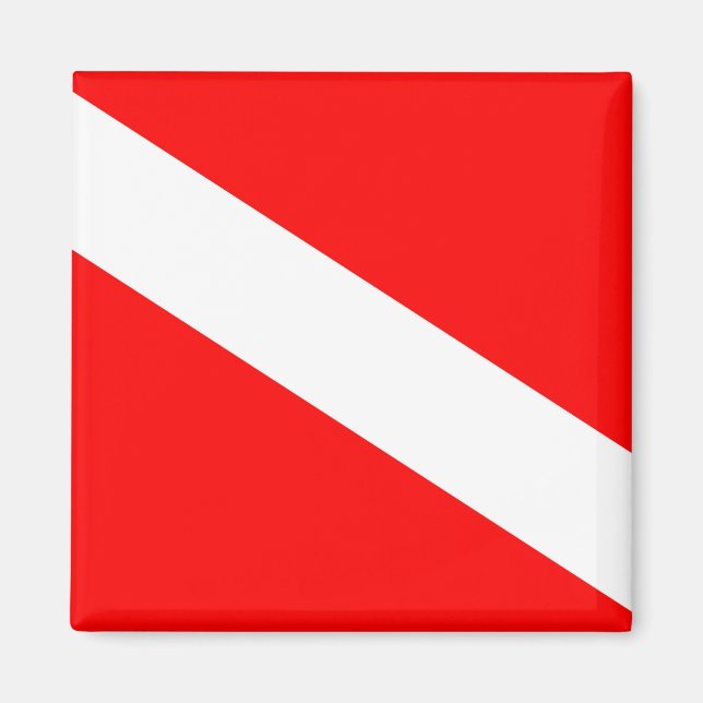 Imã scuba divers flag red diagonal dive symbol (Frente)