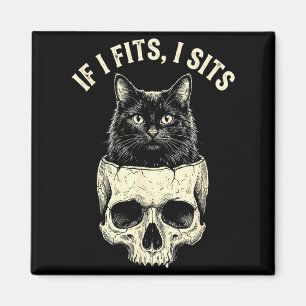 Imã Se couber sento caveira de gato preto meme engraça