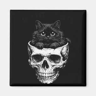 Imã Se serve senta caveira de gato preto gótico engraç