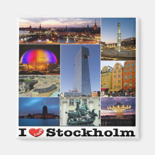 Imã SE - Suecia - Estocolmo - I Love - Collage