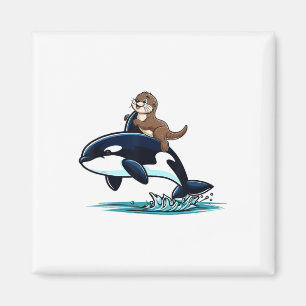 Imã Sea Otter Riding Orca Costume Sea Amante de os ani