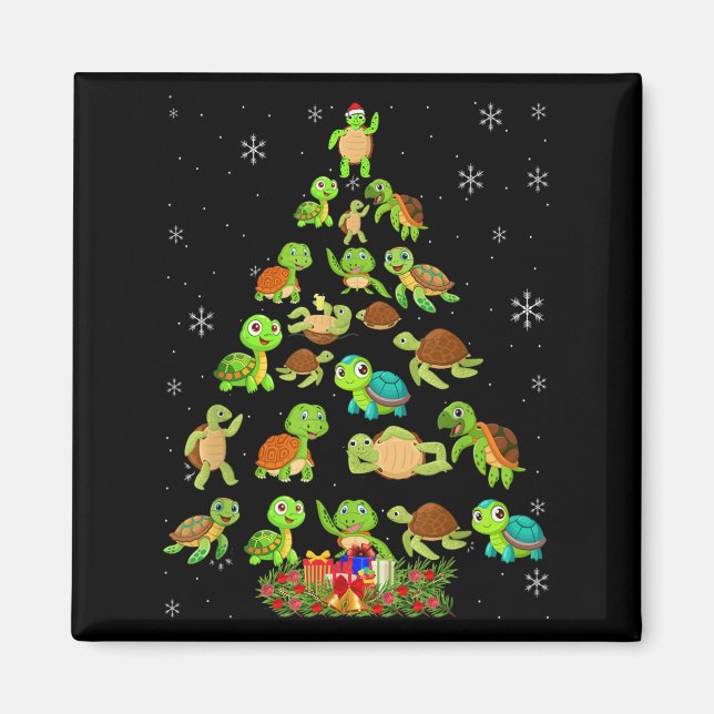Imã Sea Turtle Christmas Tree Matching Family Xmas Tre (Frente)