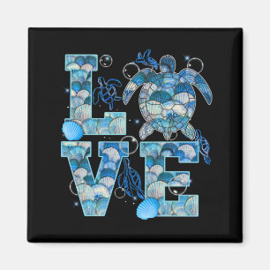 Imã Sea Turtle Love Shirt Ocean Beach Amantes de os an