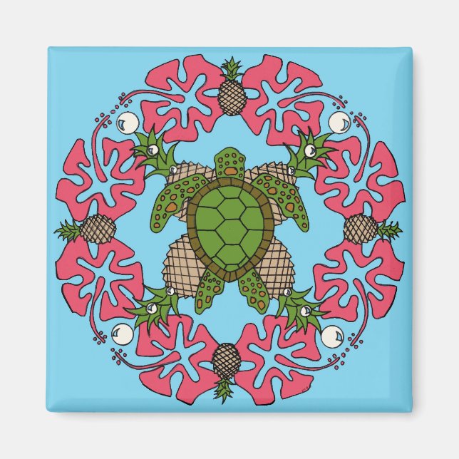 Imã Sea Turtle Mandala - Magnet (Frente)