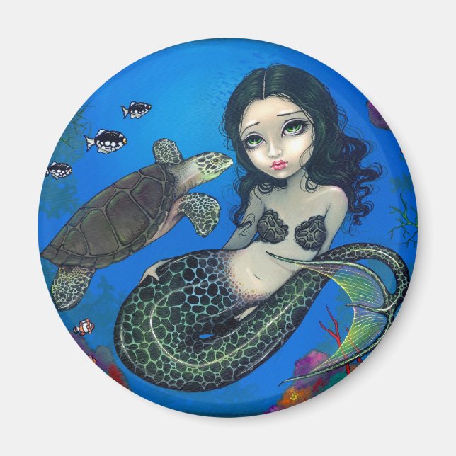 Imã "Sea Turtle Mermaid" Magnet (Frente)