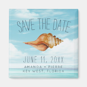 Imã Seashell Beach Wedding Save the Date