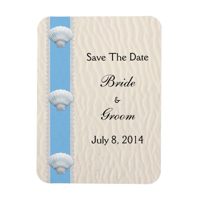 Ímã Seashell Beach Wedding Save The Date (Vertical)