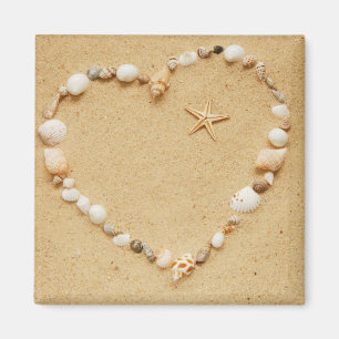 Imã Seashell Heart com Starfish