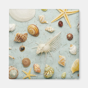 Imã Seashells Assorted no fundo azul