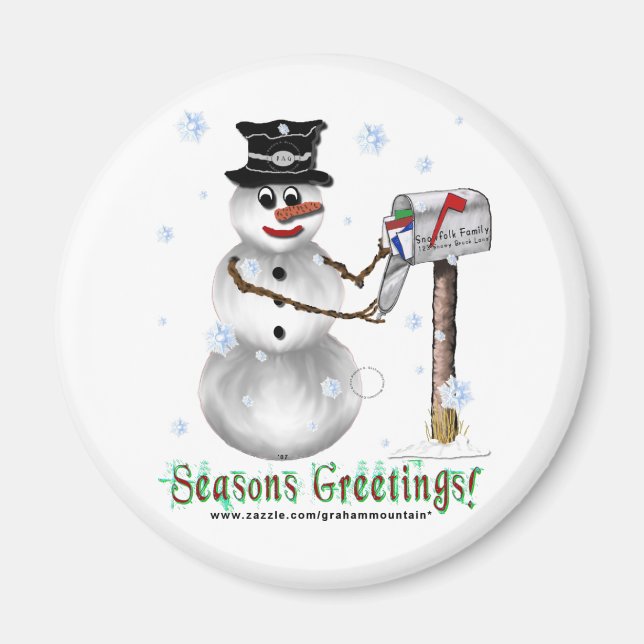 Imã Seasons Saudações Snowman Magnet (Frente)