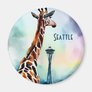 Imã Seattle Giraffe Magnet