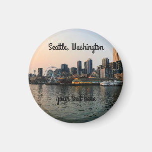 Imã Seattle Skyline #5 Round Magnet