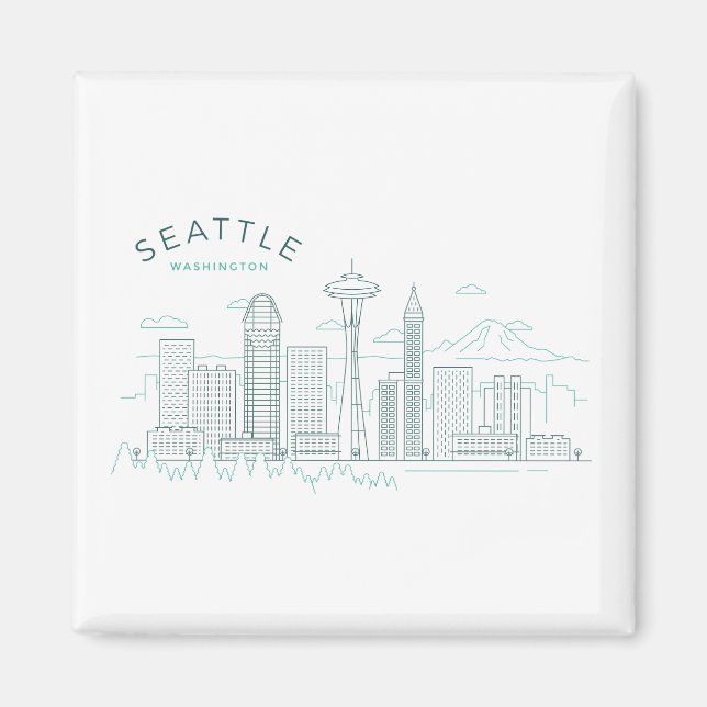 Imã Seattle Skyline Stroke (Frente)