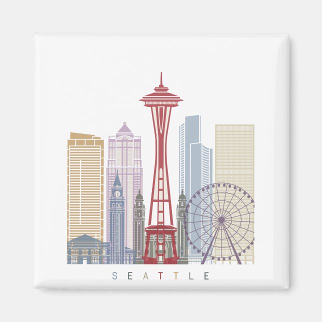 Imã Seattle Vintage Poster (Frente)