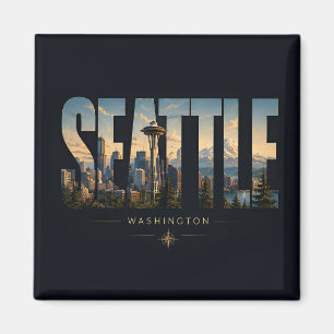 Imã Seattle Washington Agulha Espacial Montanha Horizo