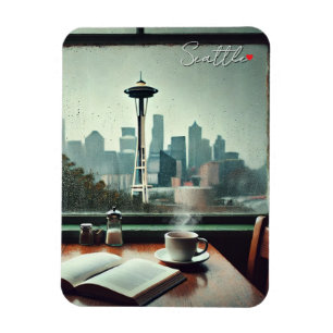 Ímã Seattle Washington Rain Love Café