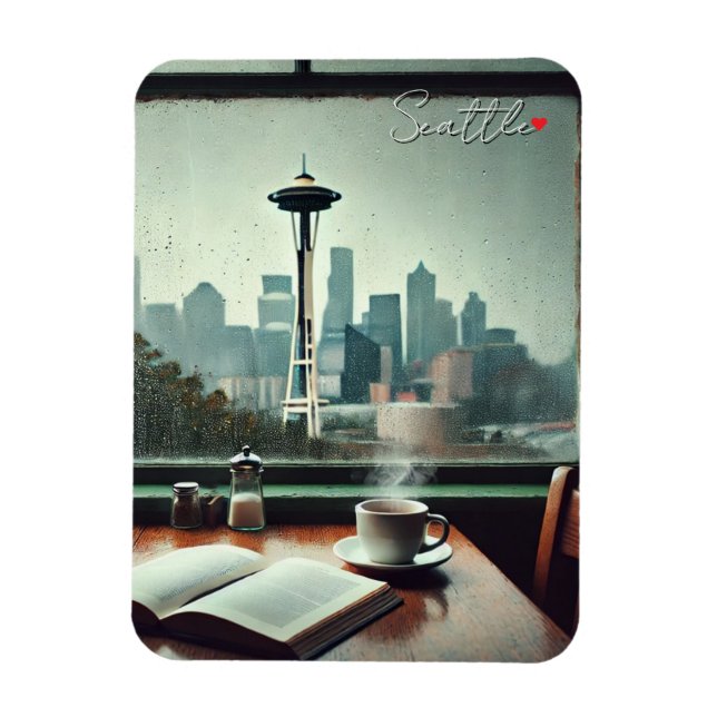 Ímã Seattle Washington Rain Love Café (Vertical)