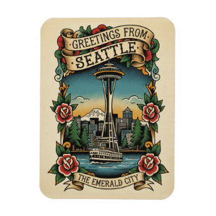Ímã Seattle Washington Retro Vintage