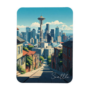 Ímã Seattle Washington Space Agulha Mt Rainier